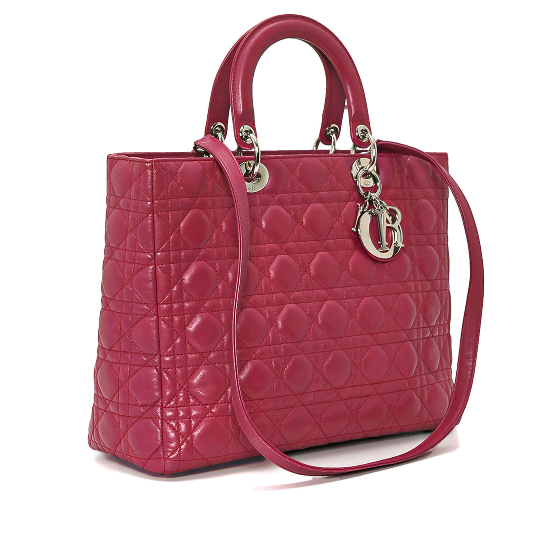 Christian Dior - Pink Cannage Leather Medium Lady Dior Bag